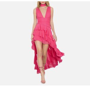 Alice + Olivia Holly Asymmetric Ruffle Maxi Dress